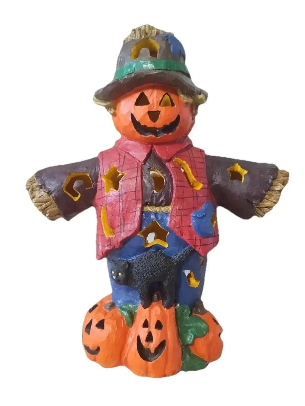 Mervyn’s Lighted Vintage Scarecrow Faux Wood Lamp 17×13 Inches READ DESCRIPT
